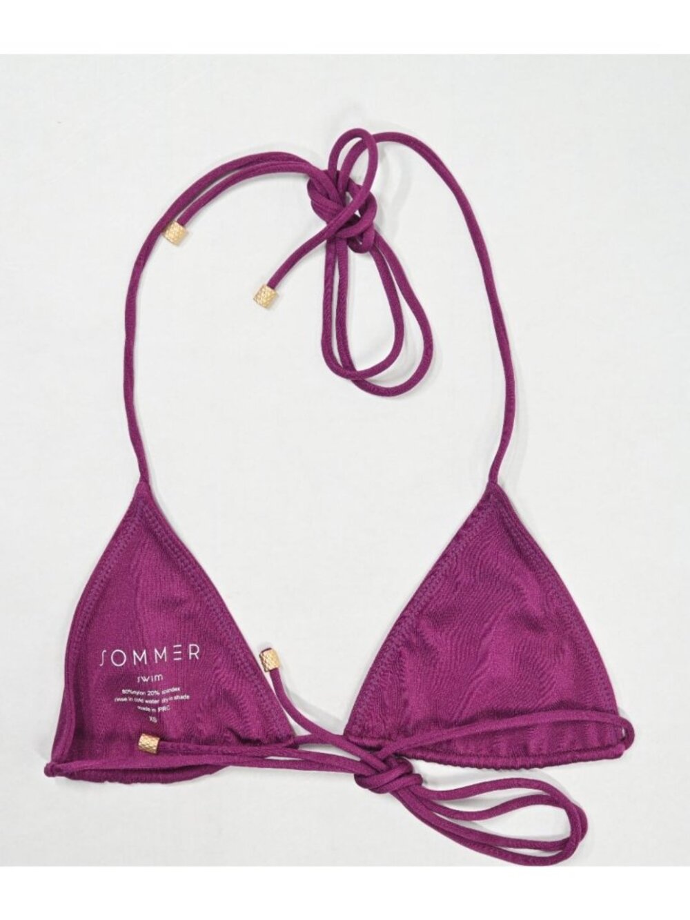 Sommer Swim Stella Mini Triangle Bikini Top in Plum Caspia - Picture 2 of 3
